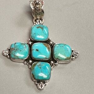 Beautiful chunky turquoise cross pendant